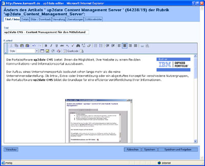 up2date CMS 1.8 Editor