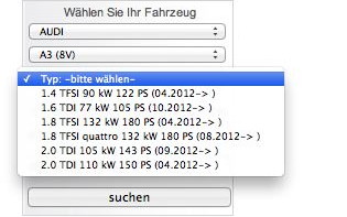Fahrzeugauswahl